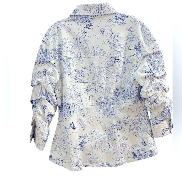 Cinq A Sept Garden Toile Scrunched Canyon Buttoned Jacket Size 10 NWOT - Picture 4 of 15